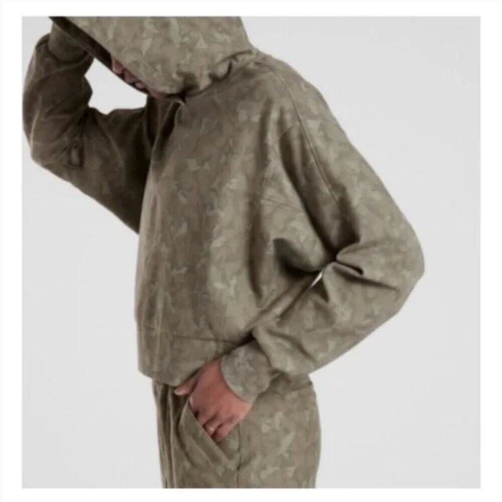 Athleta Farallon Green Camo Hooded Sweatshirt